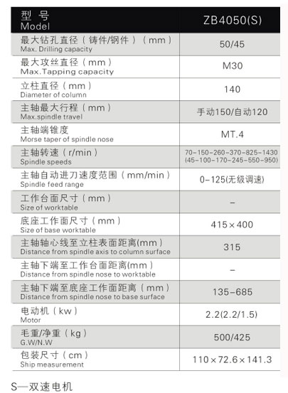 ZB4050(S)自動進(jìn)刀鉆床